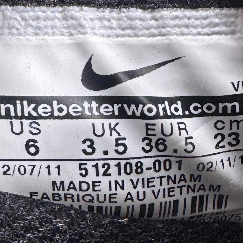 Nike Free Run 2 Running Shoes Womens 6 Black White 512108-001 Lightweight Mesh